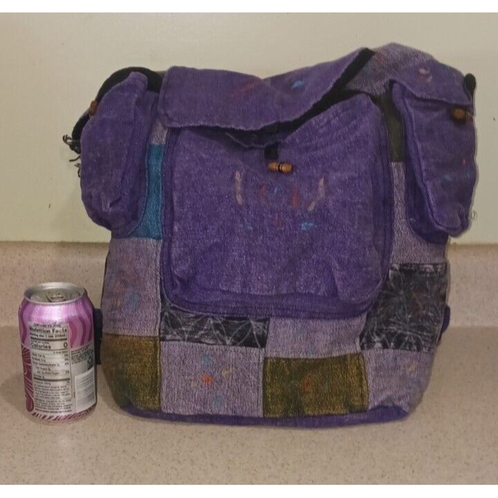 Purple Patchwork Boho Rucksack Backpack Nepal - image 5